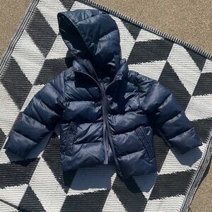 Cozy Navy Kids Puffer Jacket car seat coat - safe for travel!